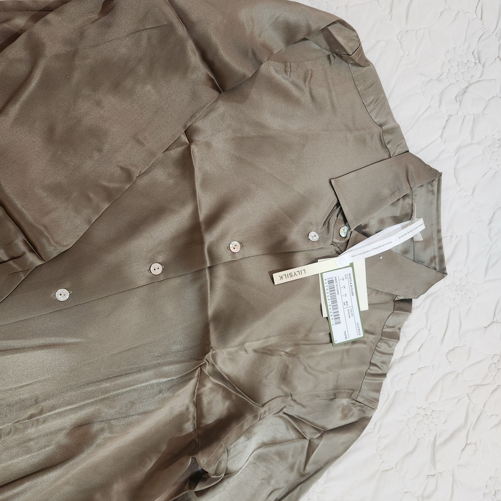 Lilysilk Timeless Silk Charmeuse Shirt Size L - Picture 7 of 11